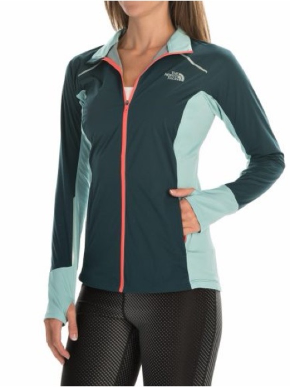 The North Face FlashDry Jacket Women’s Large Full Zip Running Reflective Thumbho
